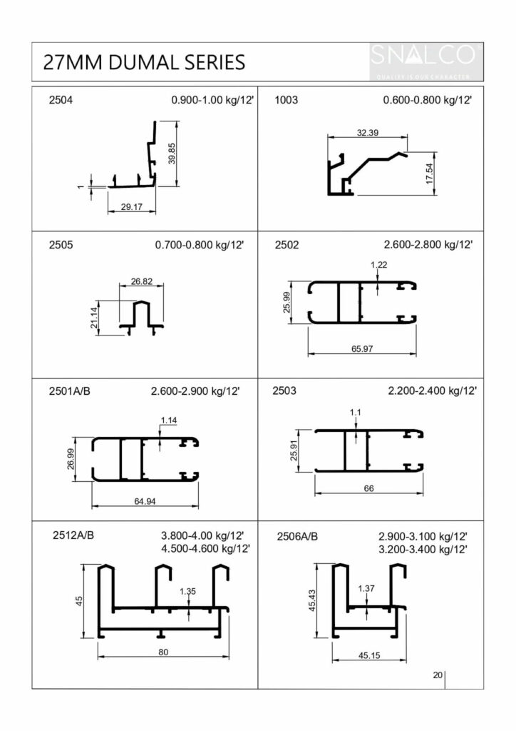 Dumal Series Aluminium Extrusion Profiles