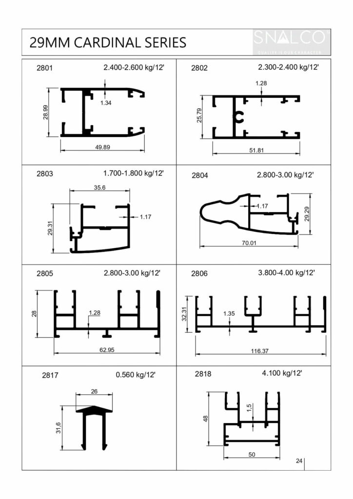 Cardinal Series Aluminium Extrusion Profiles