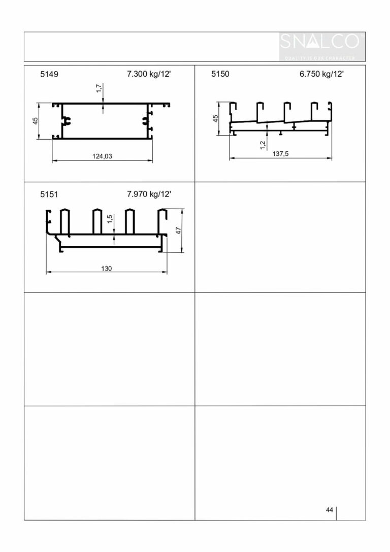 Standard Aluminium Extrusion Profiles by Snalco