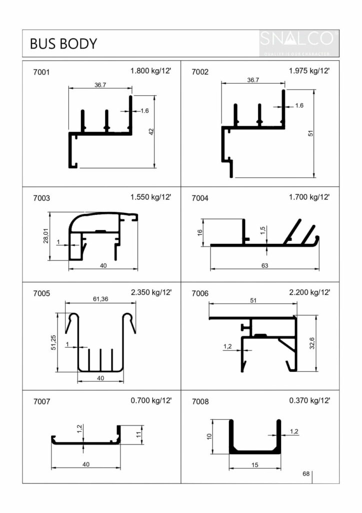 Bus Body Aluminium Extrusion Profiles