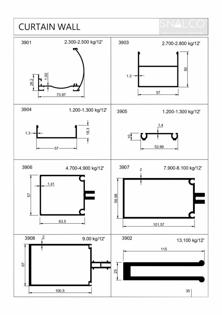 Curtain Wall Aluminium Extrusion Profiles