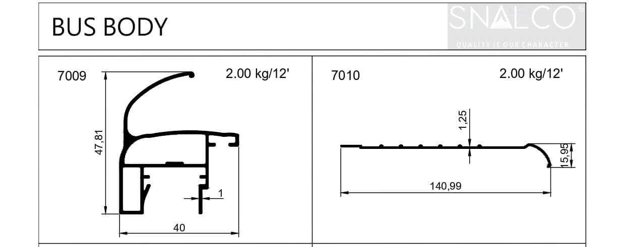 Bus Body Aluminium Extrusion Profiles Manufacturer - SNALCO