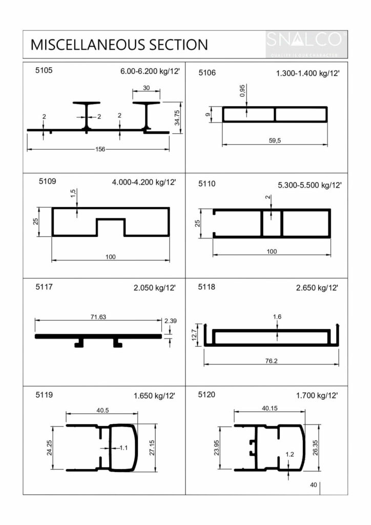 MISC Section Aluminium Extrusion Profiles