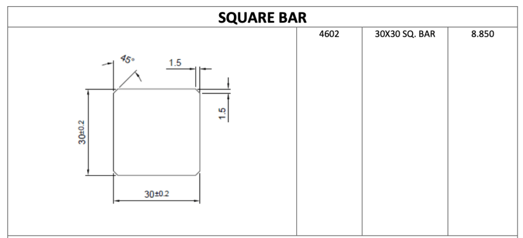 Features and Specifications of Aluminium Square Bar Profile